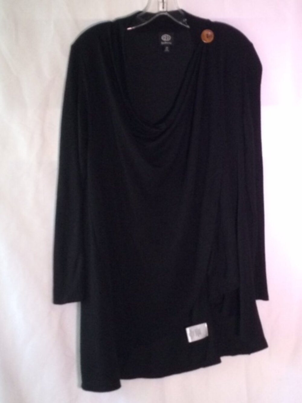 Bobeau Black Drape Front Cardigan Medium Long Sleeve Wrap Sweater